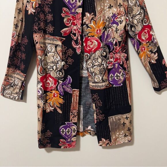 Algo Vintage Long Sleeve Patchwork One Button Floral Duster Cardigan Size 10 - Picture 5 of 7